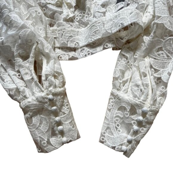 The Kooples Floral Lace White Top Size M - Picture 5 of 8